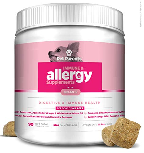 Pet Parents USA Dog Allergy Relief 4g 90 Count + Dog Immune Support, Dog Itch Relief, Dog Seasonal Allergies - Dog Anti Itch + Hot Spot Treatment â€“ Salmon Oil for Dogs, Bio-Mos, Omega 3 for Dogs