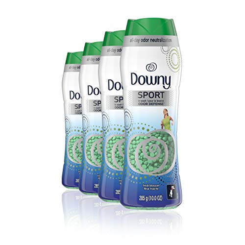 Downy Fresh Protect Sport in-wash Scent Booster Beads, Fresh Blossom, 10 Ounce, 4 Count, Pack of 4