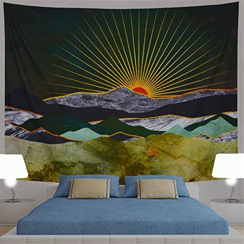 Psychedelic tapestry sun and mountain tapestry trippy sunrise landscape tapestry wall hanging watercolor mountain wall tapestry wall decor for room decoration