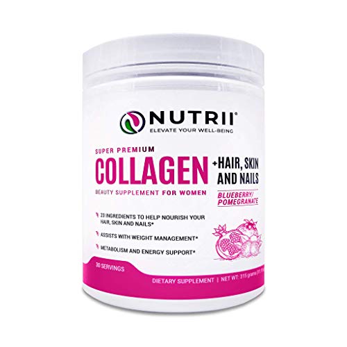 Nutrii #1 Collagen Grass Fed Hydrolyzed Peptides + Hair, Skin and Nails, 23 Ingredients to Boost Results, Zero Carbs/Zero Sugar, Delicious Drink Mix Supplement, Energy, Lean Muscle (11.1 oz, 30 serv)