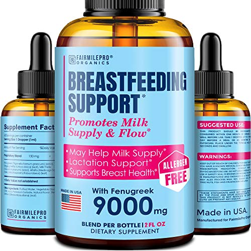 Book Cover Lactation Supplement Breastfeeding Support Liquid - Breast Milk Supply Increase for Mothers, Organic Drops of Fenugreek Blessed Thistle, 100% Natural 2X Absorption No Alcohol or Sugar