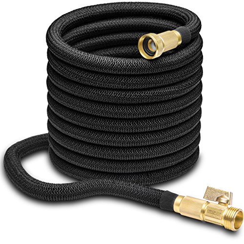 Hospaip 50ft Garden Hose - All New Expandable Water Hose with Double Latex Core, 3/4" Solid Brass Fittings, Extra Strength Fabric - Flexible Expanding Hose with Storage Bag for Easy Carry