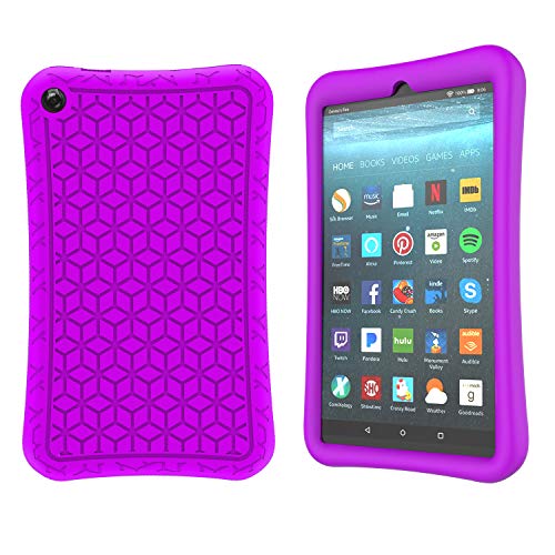 TeeFity Silicone Case for All-New Fire 7 2019 TabletÂ - [The Diamond Series] Shockproof Light Weight Protective Kids Case for All-New Fire 7-inch Tablet (9th Generation, 2019 Release), Purple