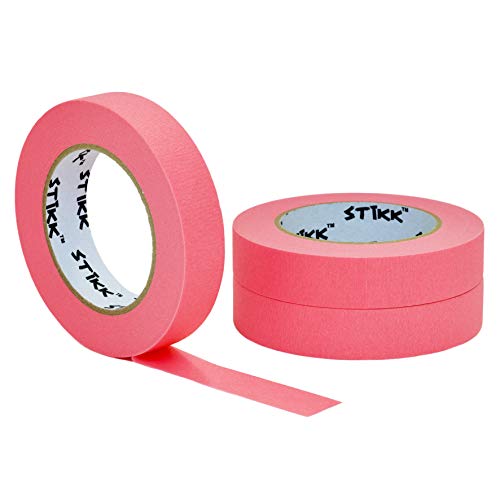 3 Pack 1" inch x 60yd STIKK Pink Painters Tape 14 Day Easy Removal Trim Edge Finishing Decorative Marking Masking Tape (.94 in 24MM)