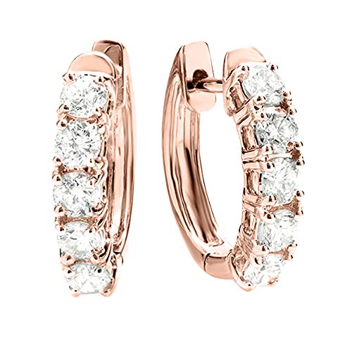 Houston Diamond District 1 to 5 Carat Five Stone Diamond Hoop Huggie Earrings Luxury Collection 14K Rose Gold 5 Carat