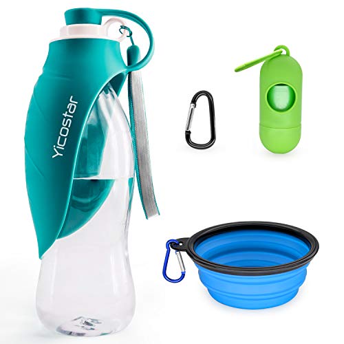 Yicostar Dog Water Bottle, 27OZ Portable Pet Water Bottle for Walking Leak Proof Foldable Puppy Dog Water Dispenser for Outdoor, Travel, Hiking