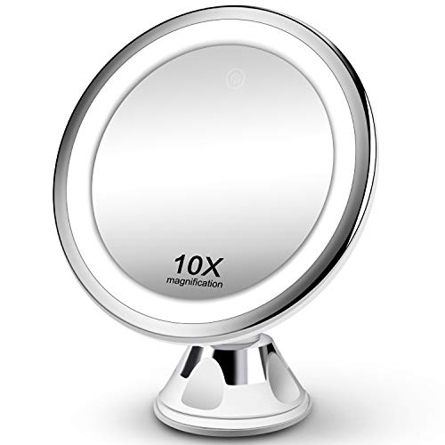 Makeup Mirror 10X Magnifying Vanity Mirror - 3 Color Modes & 36 LED Cosmetic Mirror, High Definition, Touch Control, 360Â°Rotation & Powerful Suction Cup for Bathroom Shower Travel