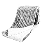 HoroM Soft Cozy Fluffy and Warm Sherpa Blanket Throw Blankets for Bed or Couch (60" x 80", Stripe - Silver)