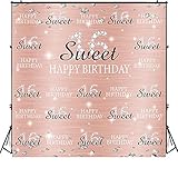 Funnytree 6x6ft Rose Gold Pink Sweet 16th Birthday Party Backdrop Princess Girl Step and Repeat Diamonds Glitter Shiny Photography Background Sixteen Years Old Age Decoration Banner Photo Booth