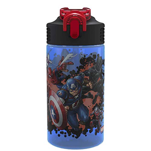 Book Cover Marvel Comics Water Bottle with Straw - Captain America, Iron Man & Groot