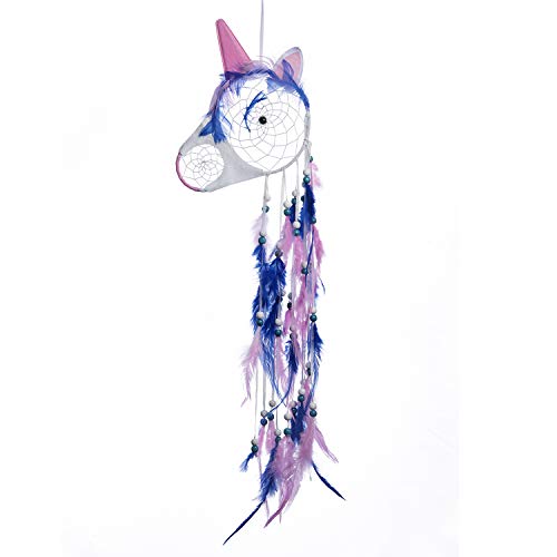 Rainbow Unicorn Dream Catcher for Kids - Extra Large Native American Bedroom Dream Catchers Wall Decor for Teen Girls or Boys(Blue)
