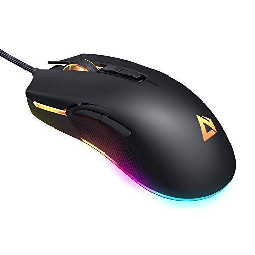 AUKEY RGB Gaming Mouse, True 5000 DPI FPS Mouse with 16.8 Million Color, 6 Programmable Buttons, Ergonomic Design, High Precision Optical Mouse for PC and Laptop Gamers, Black