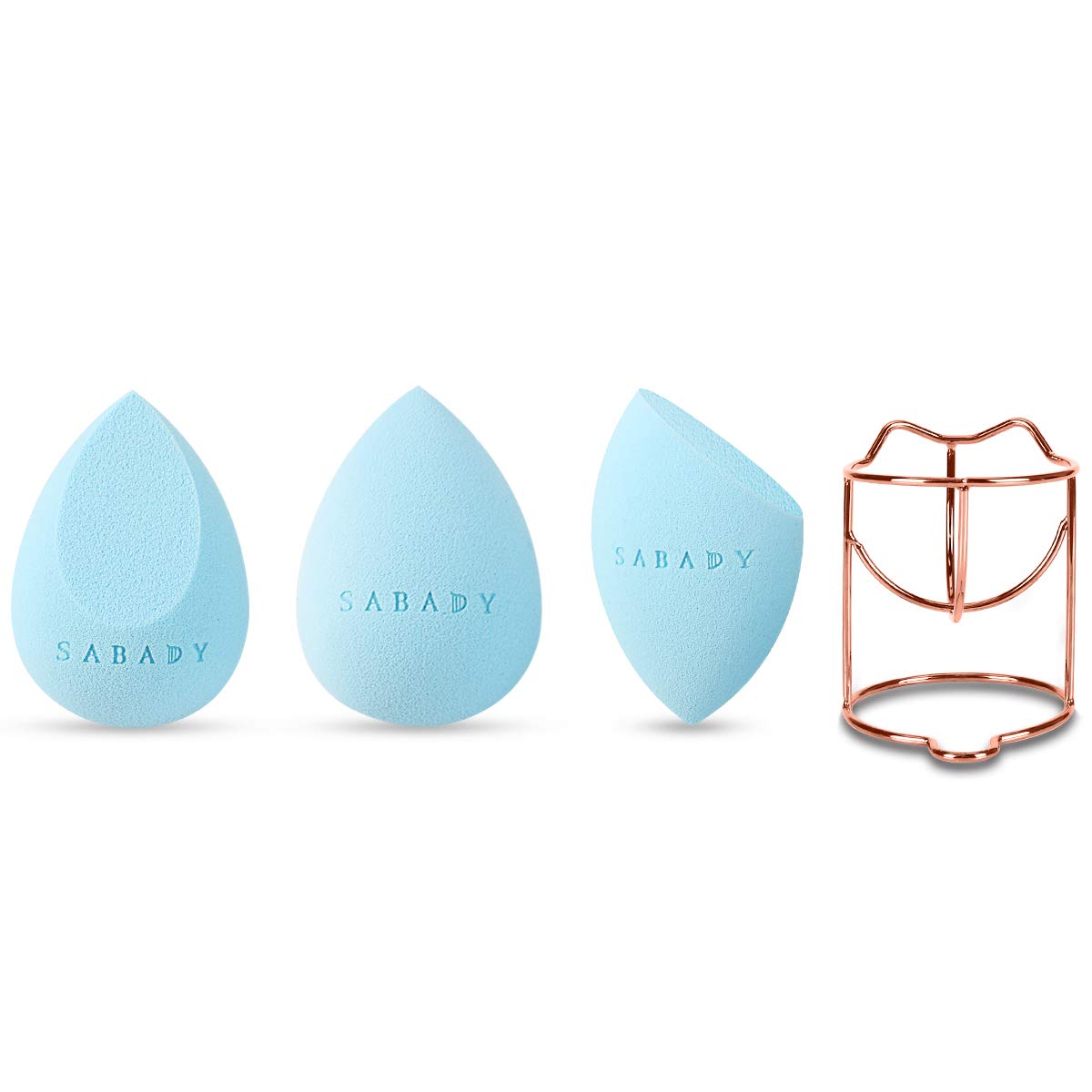 SABADY 3+1 MAKEUP Beauty Sponge blenders Set With Travel Cases,RoseGold Holder, Multi-shaped,Durable,Soft,Latex-free Blending Sponges Perfect for Foundation,Powder&Cream,and All Skin Types(ROSE)