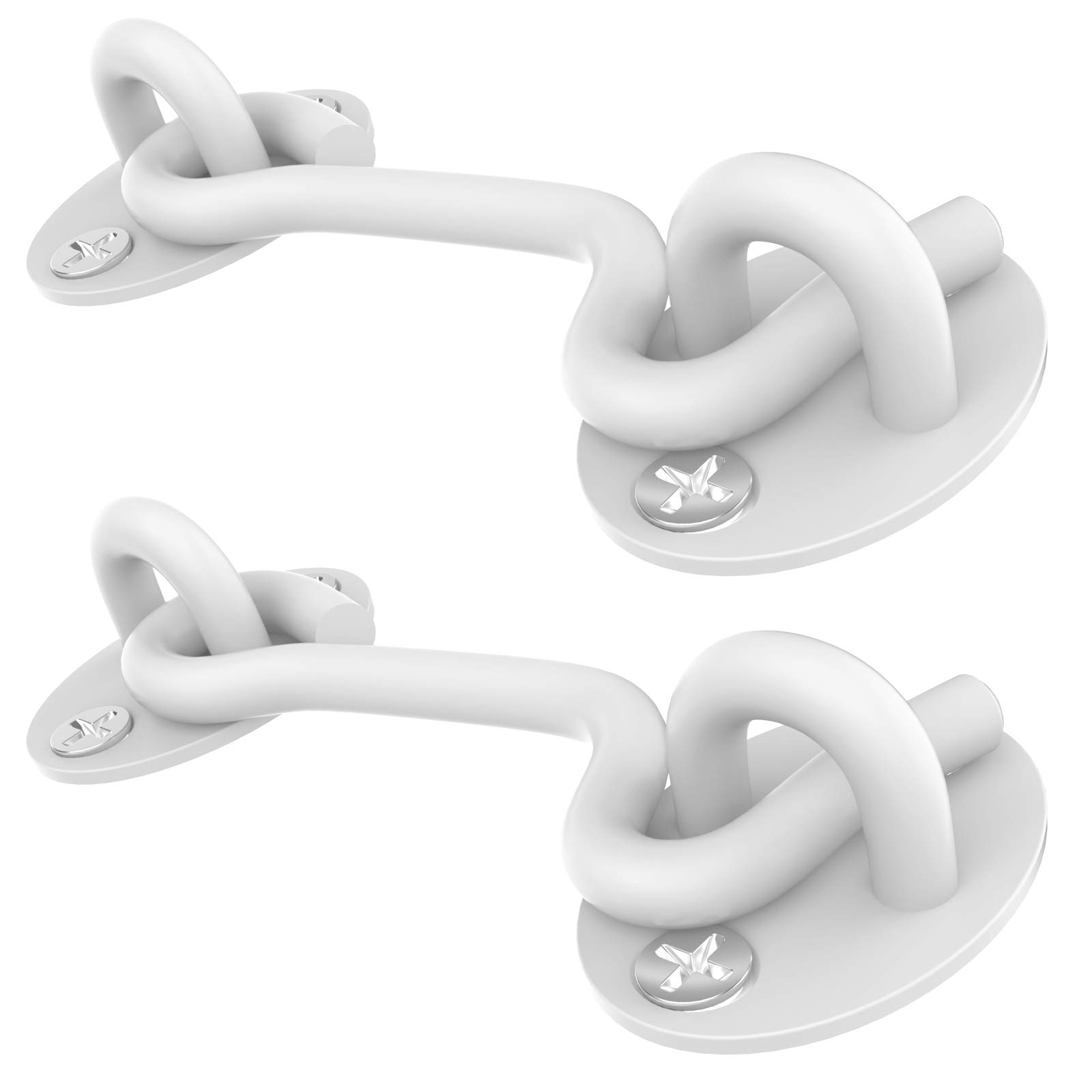 Barn Door Latch, 2 Pack 4'' Barn Door Lock Heavy Duty Solid Thicken Stainless Steel Gate Latch, Cabin Hooks and Eye Latch with Mounting Screws. Best for Window, Sliding Door, Bedroom. (White)