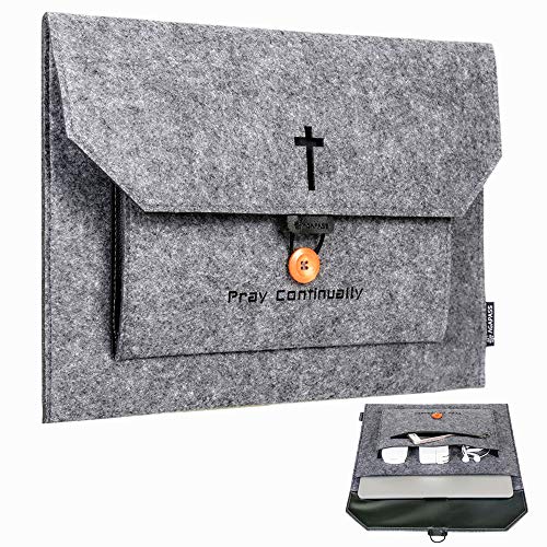 AGAPASS 13.3"Holy cross carved Felt Laptop Envelope Sleeve, Tablet Sleeve Case Bag with Zip Pocket Handbag for iPad Protective Bag Compatible MacBook Pro/Air/Retina 13"/iPad Pro Chromebook (dark gray)