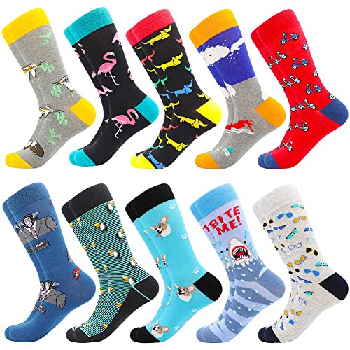 Men's Fun Dress Socks Novelty Colorful Funky Fancy Funny Patterned Crew Casual Crazy Socks for Men Father