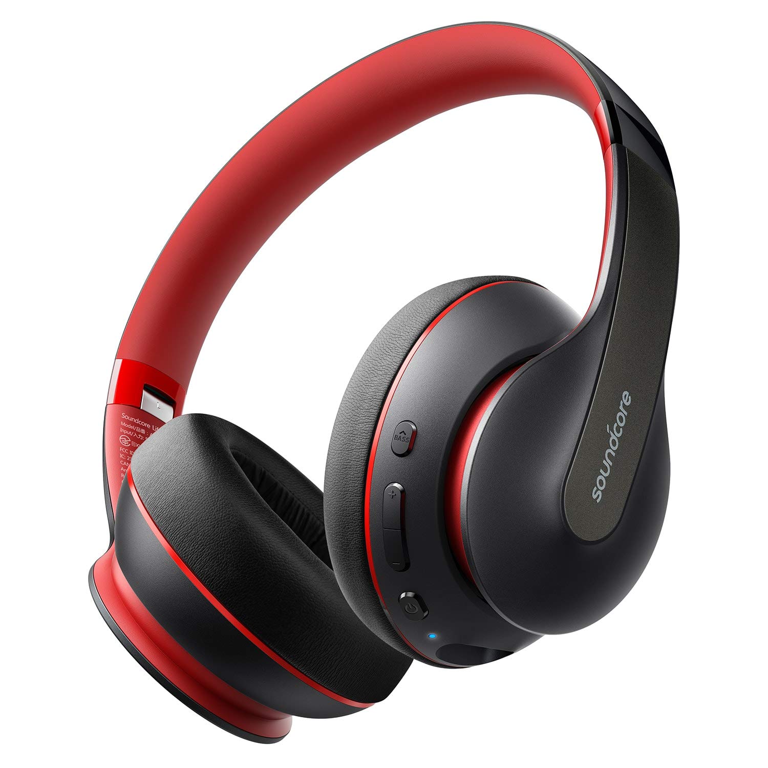 Anker Soundcore Life Q10 Wireless Bluetooth Headphones, Over Ear, Foldable, Hi-Res Certified Sound, 60-Hour Playtime, Fast USB-C Charging, Deep Bass, Aux Input, For Travel, Online Class, Home Office Black/Red