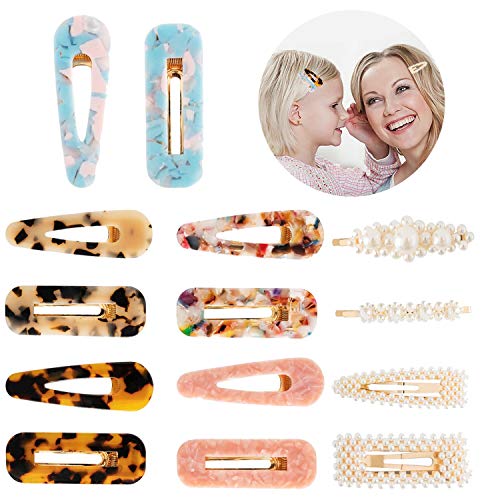 MerLerner 14 Pcs Hair Clips Barrettes for Women Pearl Hair Clip Fashion Artificial Resin Acrylic Geometric Rectangle Gold Hairpins for Women Girls Wedding Hair Accessories â€¦