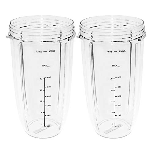 Rayze Blender Replacement Cups, Premium Colossal 32 Oz Cups Compatible with Nutribullet 600w & Pro 900 Series Pack of 2 …