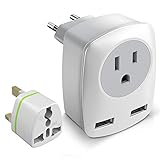 European Travel Plug Adapter, The US to Europe & UK Power Outlet Converter, USA to England Ireland German Italy Spain France Greece Iceland International Electrical Adaptor USB Wall Charger