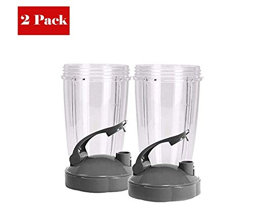 Book Cover NutriBullet Flip Top To Go Lid with 24oz Tall Cup,Fits Nutribullet 600W 900W Blenders (2 Pack)