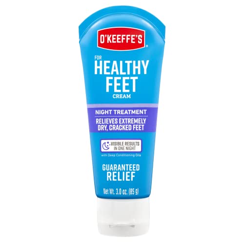 O'Keeffe's for Healthy Feet Night Treatment Foot Cream, Guaranteed Relief for Extremely Dry, Cracked Feet, Visible Results in 1 Night, 3.0 Ounce Tube, (Pack of 1)