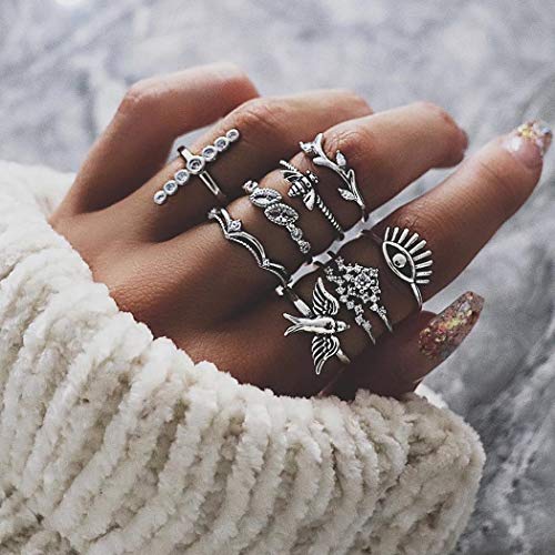 kiloid Women Fashion Geometric Finger Rings Set Party Jewelry Gift Jewelry Sets