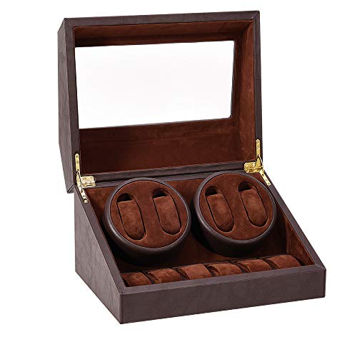 Uptizer Automatic Quad Watch Winder Box for Rolex, PU Leather Exterior, Quiet Japanese Mabuchi Motor