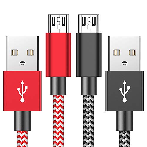 2 Pack Micro USB Charging Cable QC 2.1A Android Charger Cord for Kindle fire Hd, Hdx, Samsung Galaxy S7 Edge S6/S5 Note 5/4, LG, HTC, Motorola, Echo Dot (2nd), Xbox PS4 Controller (6FT)