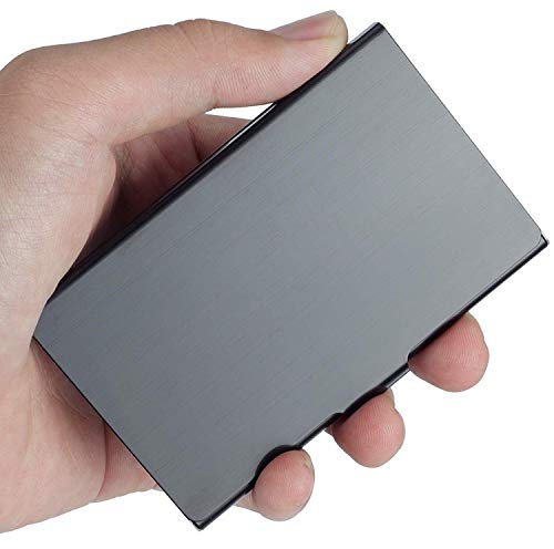 WOVTE Super Light Business Card Holder Stainless Steel Business Card Case-Black - Multicoloured - Small