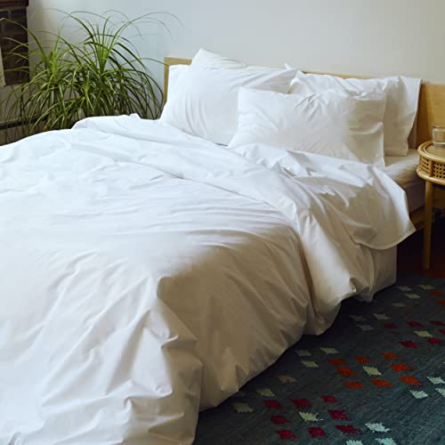 Book Cover Brooklinen Luxe Duvet Cover for Twin/Twin XL Size Bed, Solid White (Extra-Long Corner Ties and Button Closure)