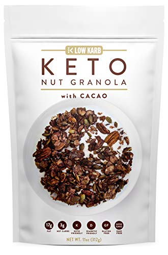 Book Cover Low Karb - Keto Cacao Nut Granola Healthy Breakfast Cereal - Low Carb Snacks & Food - 3g Net Carbs - Almonds, Pecans, Coconut and more (11 oz)