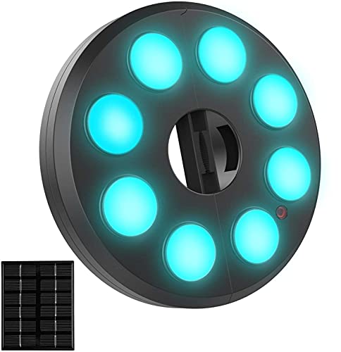 Solar Patio Umbrella Lights,Rechargeable/4*AA Battery Operated 10 Lighting Modes 12 Color Changing Pole Light for Umbrellas,Camping Tents or Outdoor Use (Solar Powered-Black)