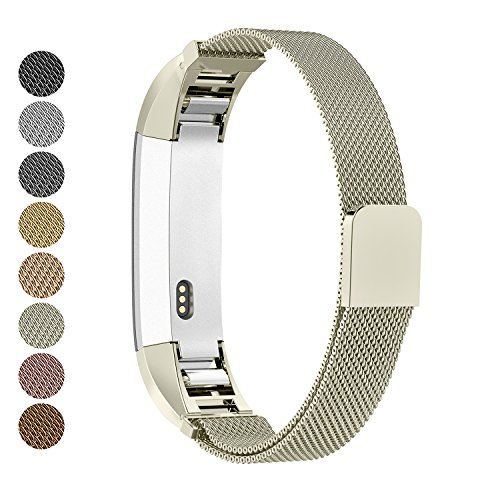Greeninsync Compatible Fit Bit Alta Bands Metal, Replacement for Fit Bit Alta HR Band Milanese for Women Men Girls Boys Small Large, Loop and Magnet Lock Design Adjustable Accessories Wristband