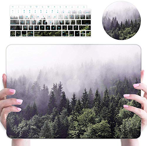 Book Cover MacBook Air 13 Inch Case A1369/A1466, DEENAKIN Shock-Proof Anti-Scratch with White Marble Design,Plastic Hard Shell Protective Case & Keyboard Cover & Mouse pad-Green Forest