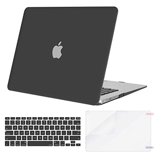Book Cover MOSISO Plastic Hard Shell Case & Keyboard Cover & Screen Protector Only Compatible with MacBook Air 13 Inch (Models: A1369 & A1466, Older Version 2010-2017 Release), Space Gray
