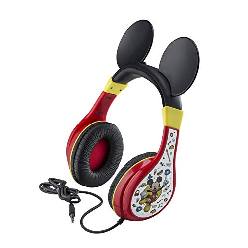 Book Cover eKids Mickey Mouse Headphones For Kids, Adjustable Over the Ear Headphones, 3.5mm Jack Wired Headphones with Parental Volume Control, for Fans of Mickey Mouse Gifts