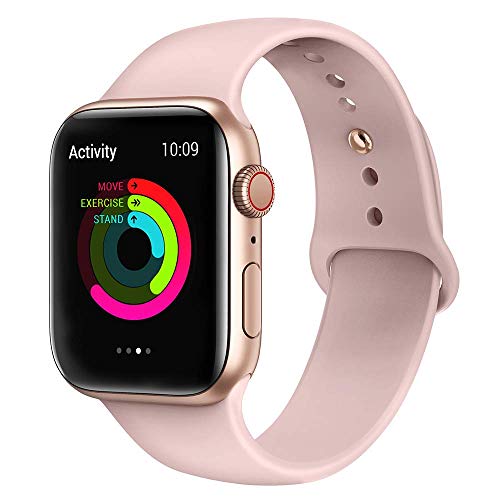 Book Cover AdMaster Silicone Compatible for Apple Watch Band and Replacement Sport iwatch Accessories Bands Series 4 3 2 1 Pink Sand 38mm/40mm S/M