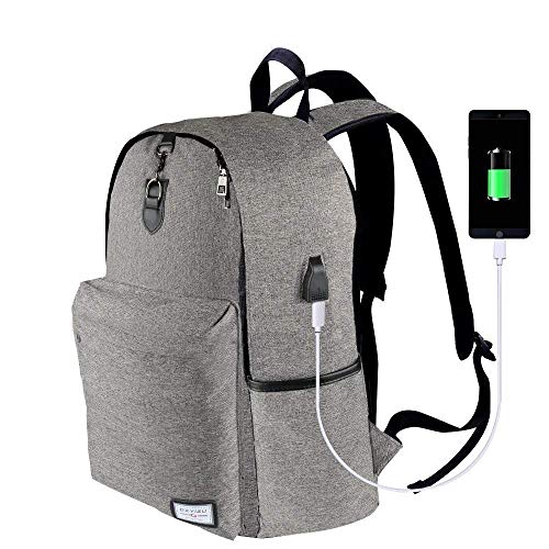 Laptop Backpack Akche Notebook Backpack with USB Charging Port Water Resistant Backpack for Men&Women, Fits 17 inch and Below Laptop/Notebook - Gray