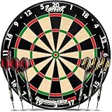 IgnatGames Professional Dart Board Set – Competition-Size Kenyan Sisal Target with Ultra-Thin Spider, 6 Steel Tip Darts, Mounting Kit & Game Accessories