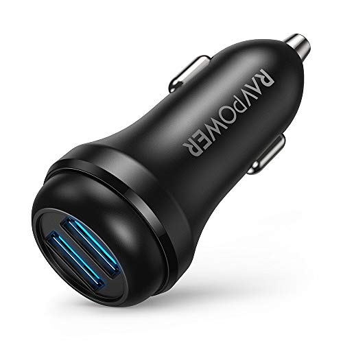 Book Cover Car Quick Charger, RAVPower 36W QC 3.0 Car Charger Dual USB Ports Car Adapter for iPhone X XR XS Max, Galaxy S9 S8 Note 9, Ipad Mini Air Pro 2018, Smartphone, Tablet, Digital Camera, and More (Black)