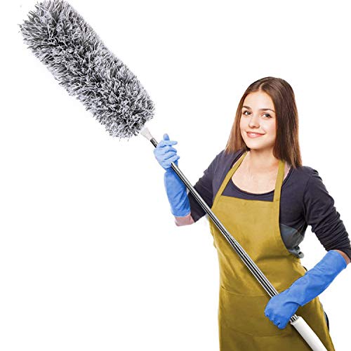 Jolitac Microfiber Duster with Extension Pole, High Reach Dusting Kit 95 inches, Bendable Washable Duster Cleaning Kit for Roof, Ceiling Fan, Blinds, Cobwebs, Baseboards