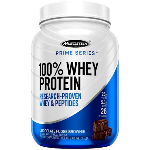 Muscletech Whey Protein Powder Prime Series for Women & Men, Fudge Brownie Chocolate, 32 Ounce