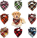 VIPITH 8 Pack Triangle Dog Bandanas, Reversible Plaid Painting Bibs Scarf, Washable Christmas Dog Bandanas Boy Girl Apparel & Accessories Kerchief Set