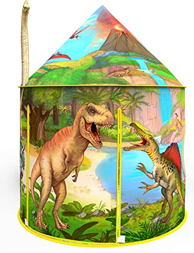Book Cover Dinosaur Play Tent | Realistic Dinosaur Design Kids Pop Up Play Tent for Indoor and Outdoor Fun, Imaginative Games, Toys & Gift | Foldable Playhouse + Storage Bag for Boys & Girls