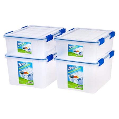 Ziploc 26.5 and 44 Quart WeatherShield Storage Box, 4 Pack