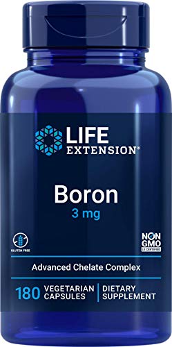 Life Extension Boron 3mg 180 Veg Caps - Triple Boron Complex with Boron Citrate, Glycinate, Aspartate - 3 mg Capsules - Enhanced with Vitamin B2