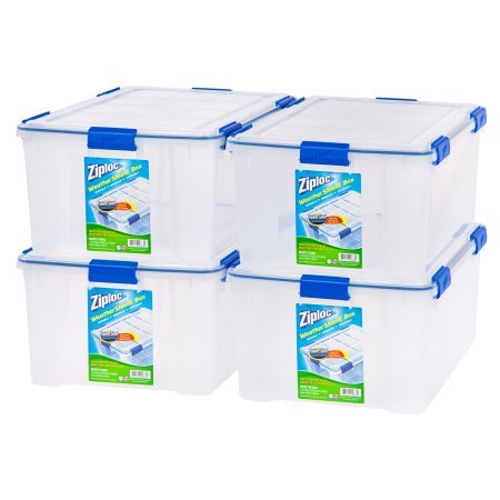 Ziploc 60 Qt./15 Gal. WeatherShield Storage Box, Clear- 4 Box