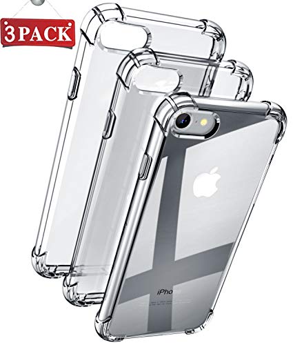 PEOTORR Compatible with iPhone 8 Case/iPhone 7 Case, 3-Pack Clear Soft TPU Shock Absorption Bumper Cover Anti-Scratch Protective Case for iPhone 8 /iPhone 7 -Upgraded