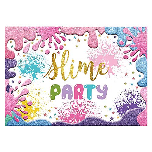 Book Cover Funnytree 7x5ft Slime Theme Party Backdrop Glitter Colorful Splatter Girl Baby Shower Birthday Photography Background Summer Graffiti Painting Banner Cake Table Decorations Photo Booth Props
